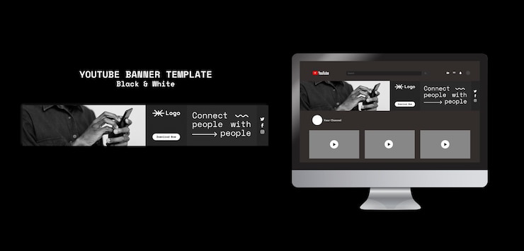 PSD grátis banner do youtube do app conectando pessoas