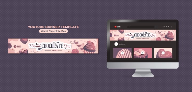 PSD grátis banner do youtube do dia mundial do chocolate