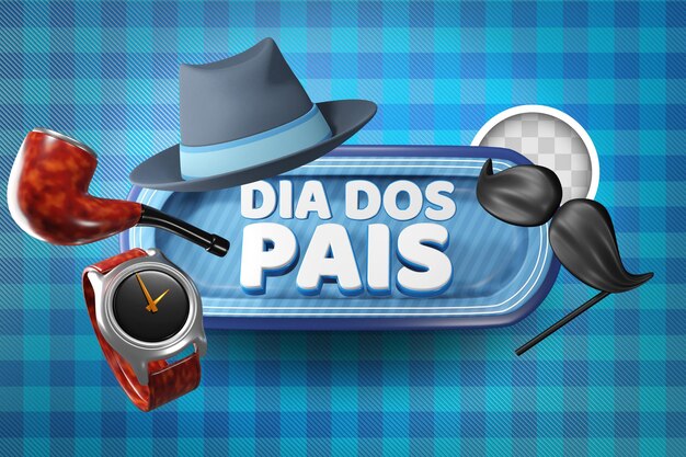 Banner elegante do dia dos pais em português quotDia dos paisquot ilustração 3d
