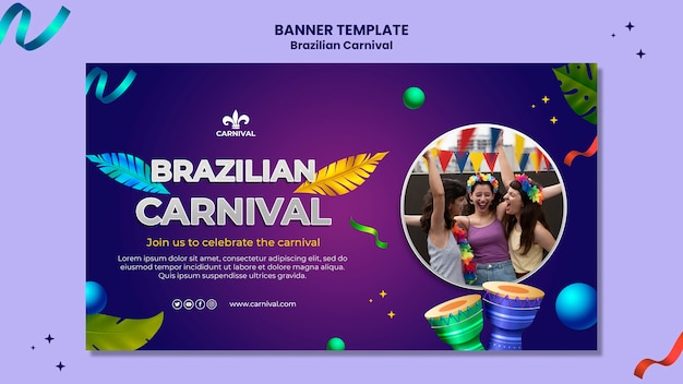 PSD grátis banner horizontal carnaval brasileiro