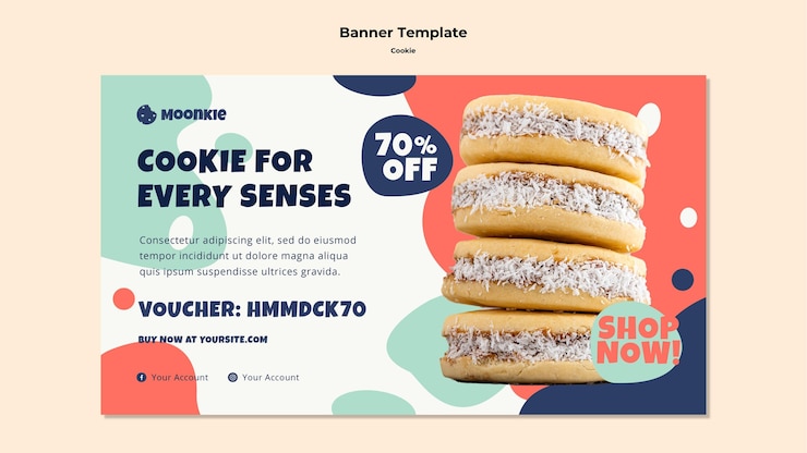 PSD grátis banner horizontal com cookies