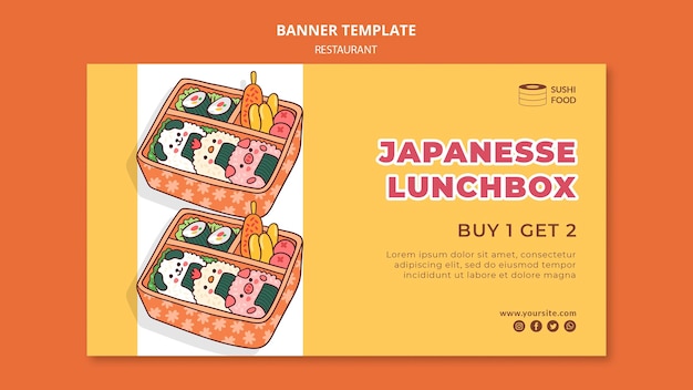 PSD grátis banner horizontal da lancheira japonesa