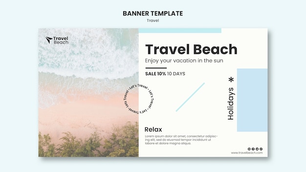 Banner horizontal da praia de viagens