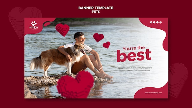 PSD grátis banner horizontal de animais de estimação com foto