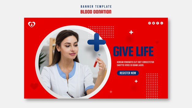 Banner horizontal de doação de sangue