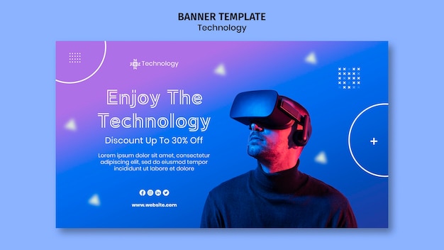 PSD grátis banner horizontal de realidade virtual