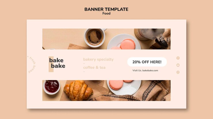 PSD grátis banner horizontal de saborosos produtos assados