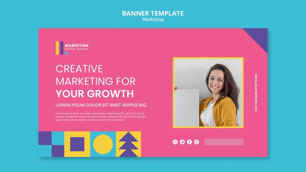Banner horizontal para agência de marketing criativo