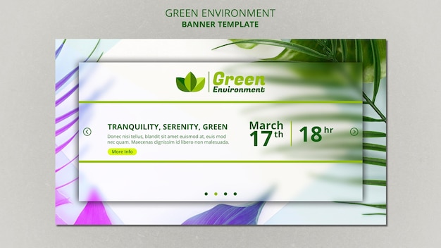 PSD grátis banner horizontal para ambiente verde