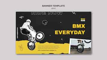 PSD grátis banner horizontal para bmx bike com homem e bicicleta