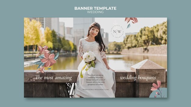 Banner horizontal para casamento floral
