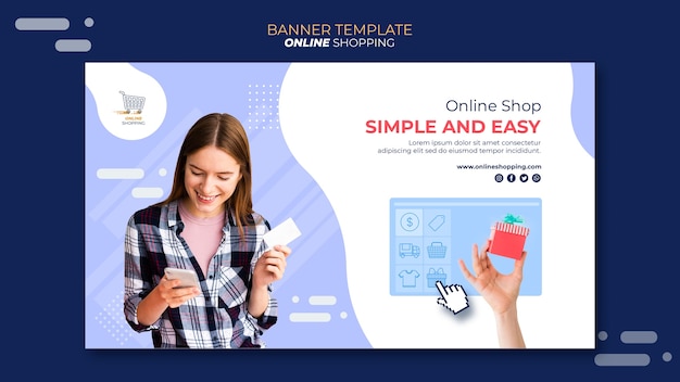 PSD grátis banner horizontal para compras online