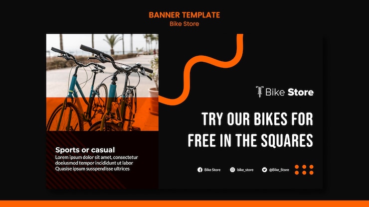 PSD grátis banner horizontal para loja de bicicletas