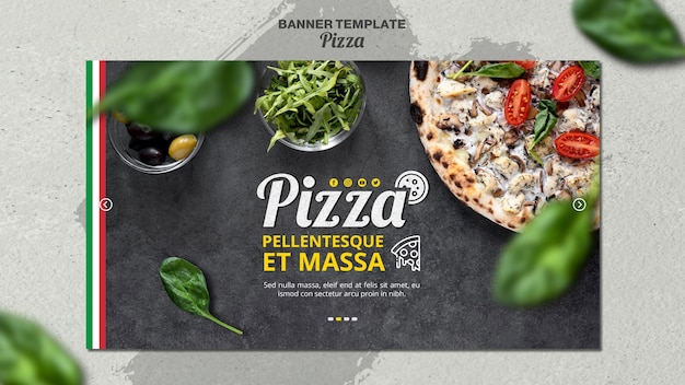 PSD grátis banner horizontal para pizzaria italiana