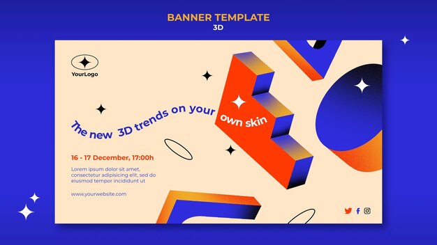 Banner horizontal para tendências 3D