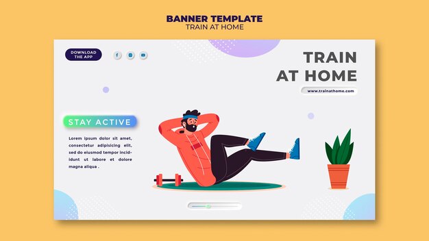 Banner horizontal para treinamento físico em casa