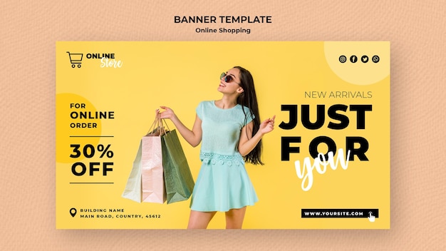 PSD grátis banner horizontal para venda de moda online