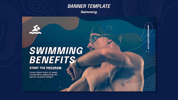 Banner modelo de benefícios de natação