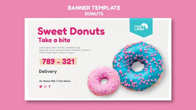 Banner modelo de loja de donuts