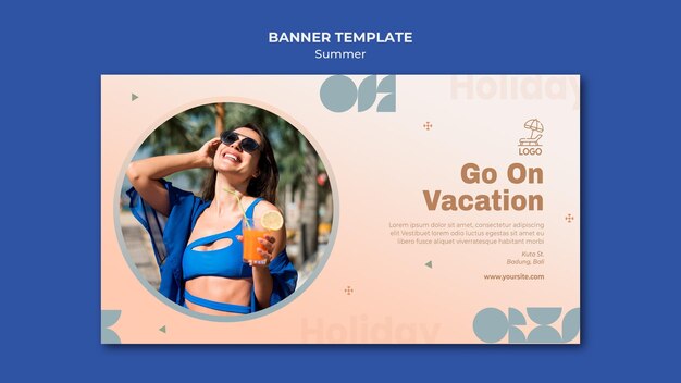 Banner modelo de viagens de verão