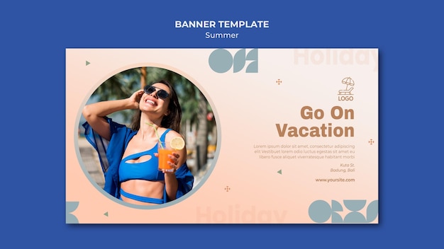 Banner modelo de viagens de verão