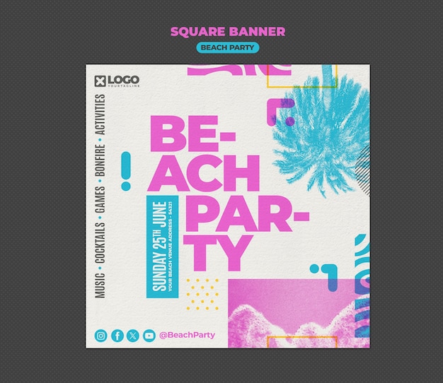 PSD grátis beach party template design