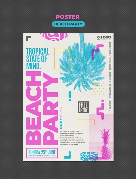 PSD grátis beach party template design