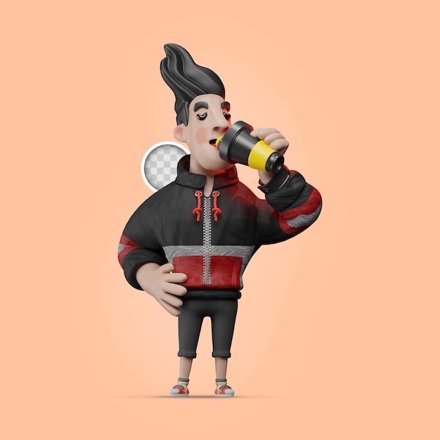 Beber água após o exercício ilustração 3d