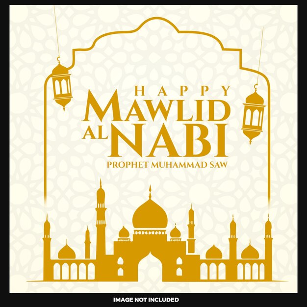 Belíssimo profeta Maomé Mawlid al Nabi modelo de design de fundo