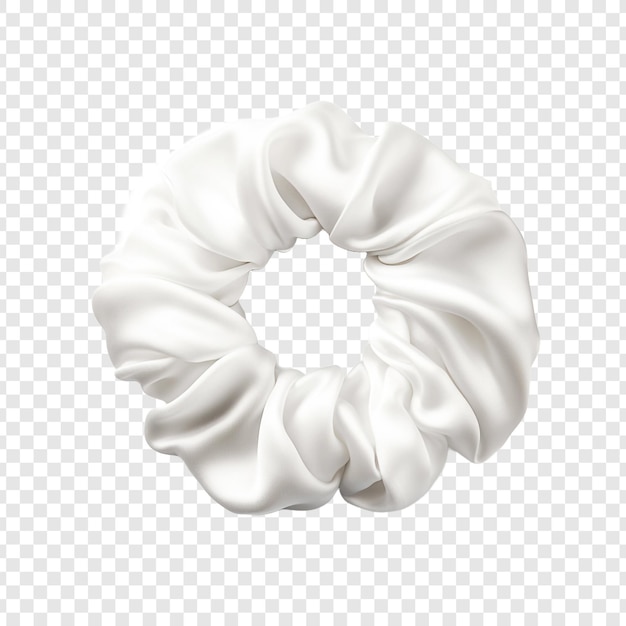 Belo scrunchie de seda branca isolado em fundo transparente