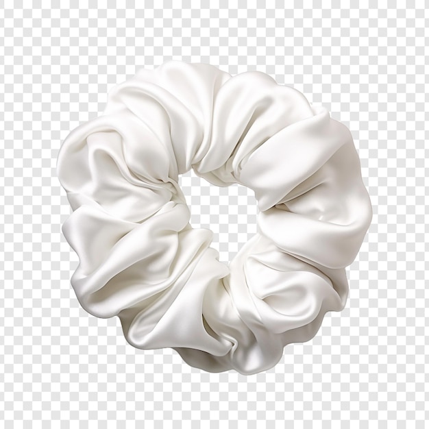 Belo scrunchie de seda branca isolado em fundo transparente