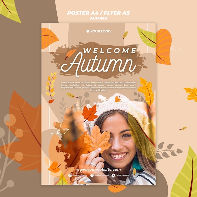 Bem-vindo, outono, cartaz, modelo