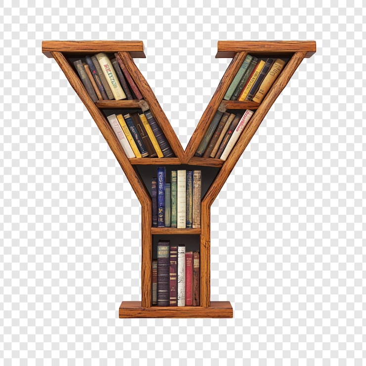 PSD grátis biblioteca de madeira em forma de letra y