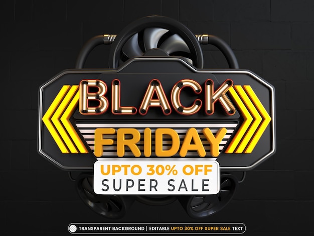 Black friday super sale banner com efeito de texto editável