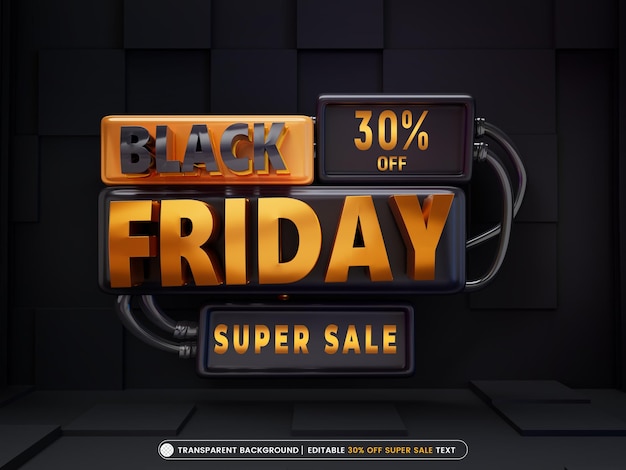 Black friday super sale banner com efeito de texto editável