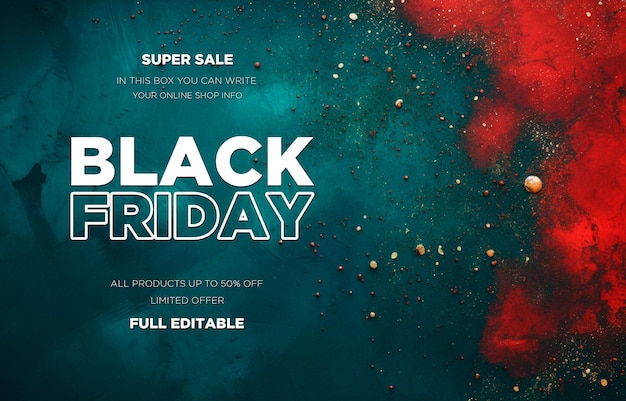 PSD grátis black friday super venda com tinta vermelha