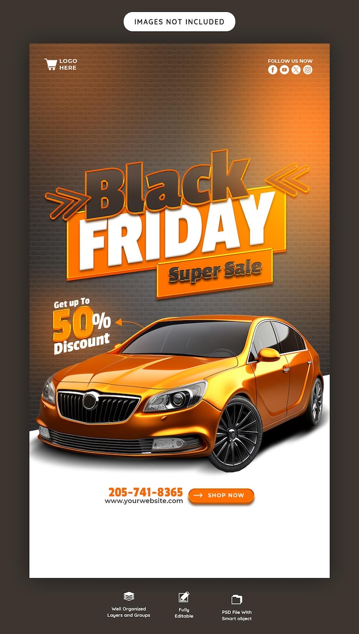 PSD grátis black friday super venda instagram e facebook modelo de banner de história