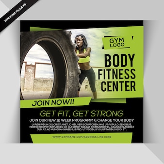 Body fitness instagram post ou modelo de folheto quadrado