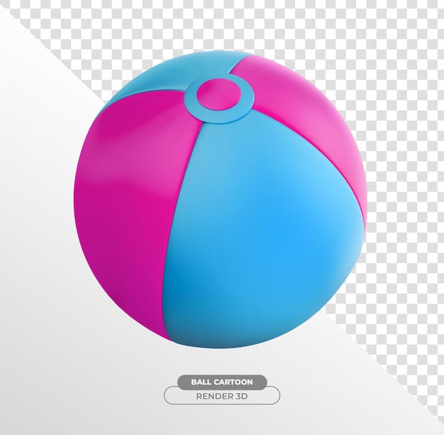 Bola de praia rosa e azul renderização 3d com fundo transparente