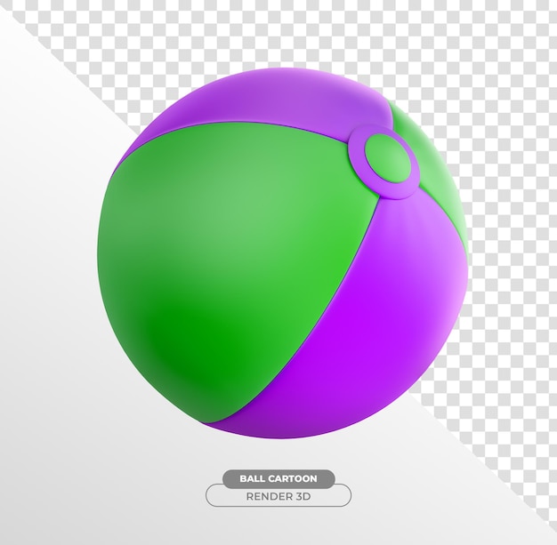 PSD grátis bola de praia roxa e verde renderização 3d com fundo transparente