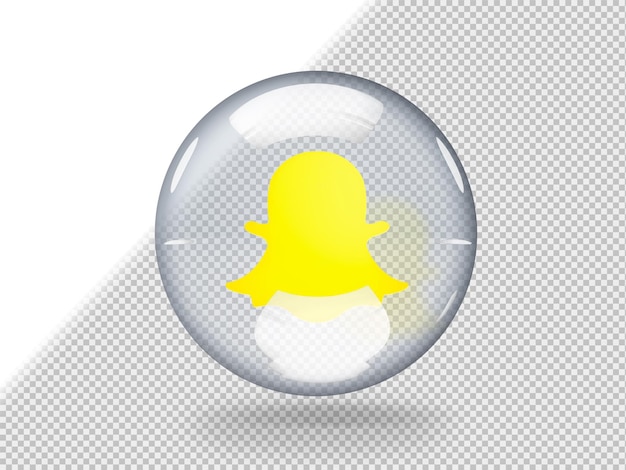 PSD grátis bolha de vidro transparente com o logotipo do snapchat dentro isolado em fundo transparente