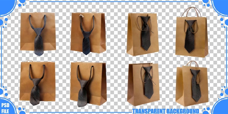 PSD grátis bolsas de presente elegantes com gravatas para ocasiões especiais