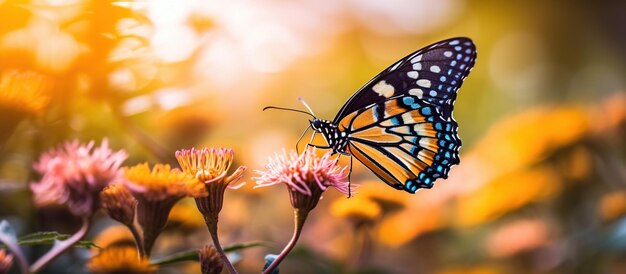 Borboleta colorida na ia geradora de flores