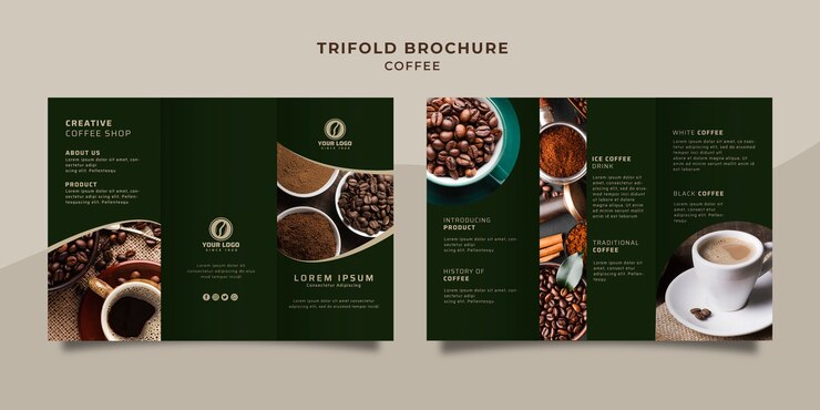 PSD grátis brochura de café com três dobras