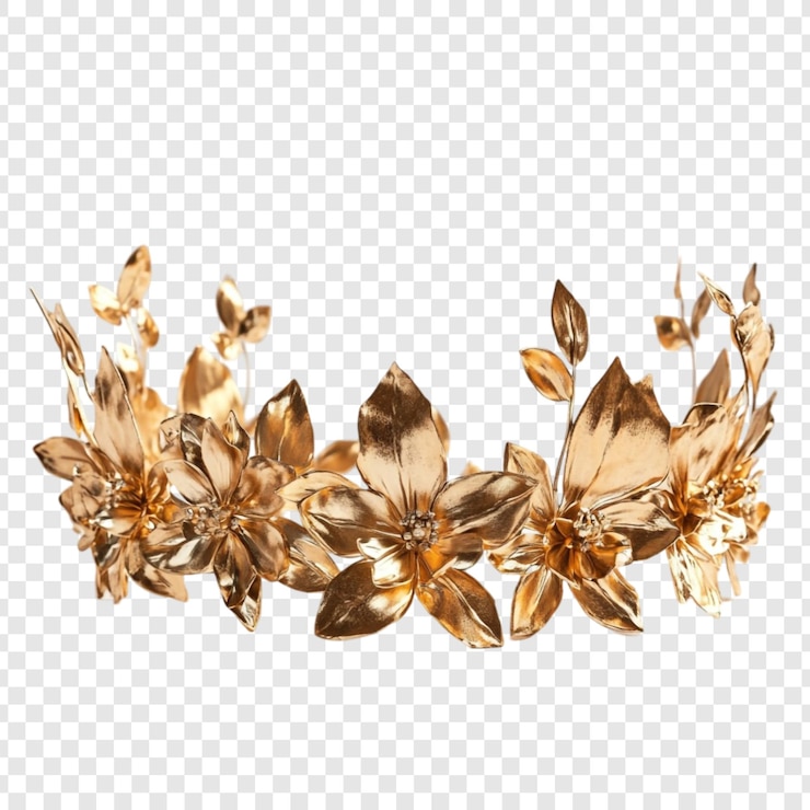PSD grátis cabeça floral dourada uma luxuosa coroa de flores