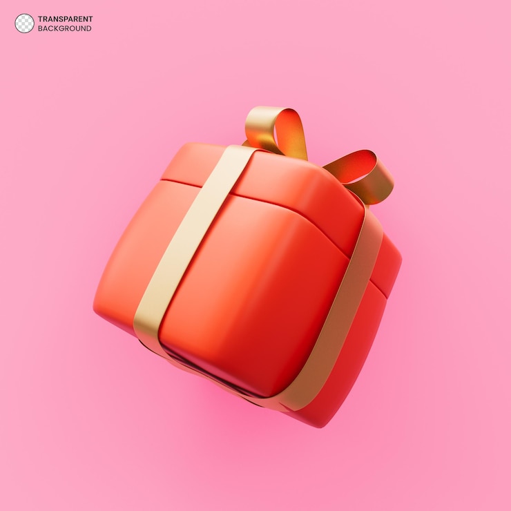 PSD grátis caixa de presente vermelha com ilustração de renderização 3d de ícone de fita de ouro
