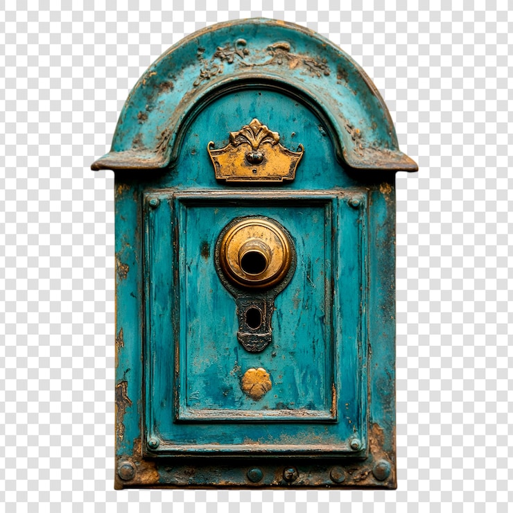 PSD grátis caixas de correio antigas, detalhes ornamentados, metal envelhecido.
