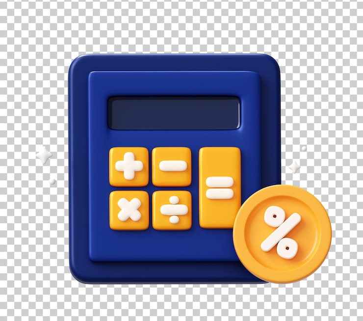 PSD grátis calculadora com percentagem de imposto ilustração de ícone 3d