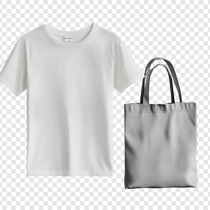 PSD grátis camiseta branca e saco de tote cinza perfeito para marca e design