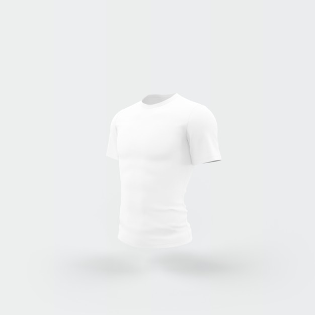 camiseta branca flutuando no branco